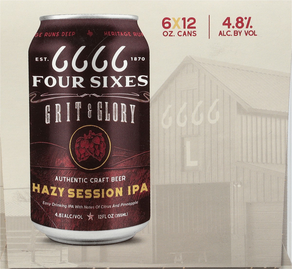 slide 3 of 9, Grit & Glory Hazy Session IPA Four Sixes Beer 6 - 12 fl oz Cans, 12 oz