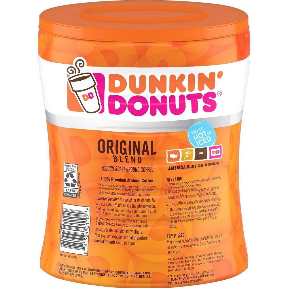 slide 2 of 2, Dunkin' Dunkin’ Original Blend Medium Roast Ground Coffee, 30 Oz. Canister, 30 oz
