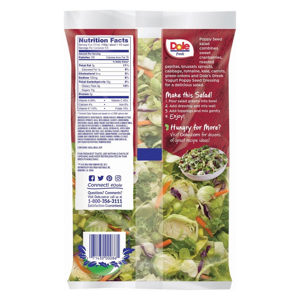 slide 3 of 3, Dole Sweet Kale Chopped Salad Kit, 12 oz