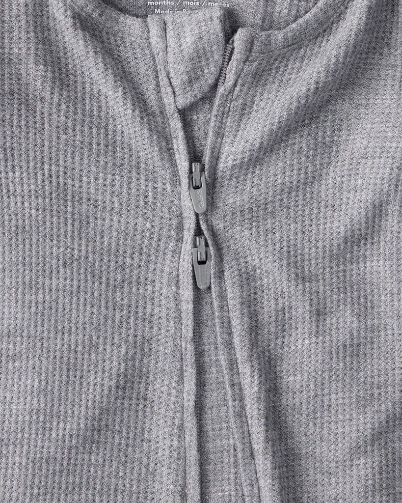slide 3 of 6, Carter's Carters Baby Boy Solid PurelySoft Long-Sleeve 2-Way Zip Sleep & Play Pajamas - Grey Grey 6M, 1 ct