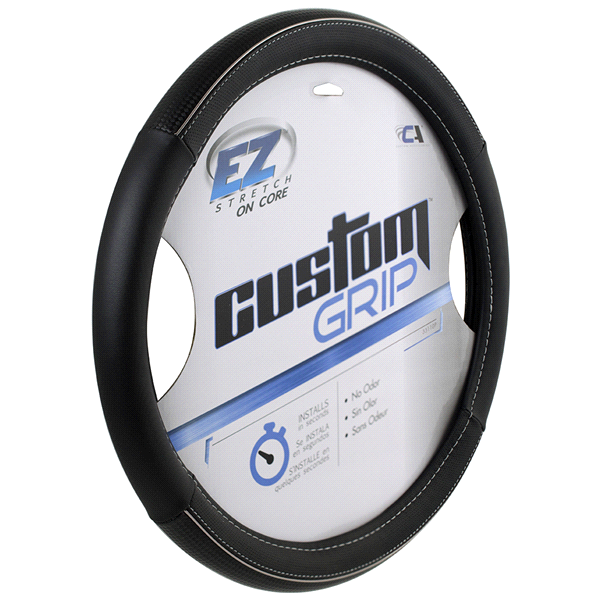 slide 1 of 1, Custom Grip Sport Black w/ Black Chrome and TPE Core Steering Wheel Cover, 1 ct