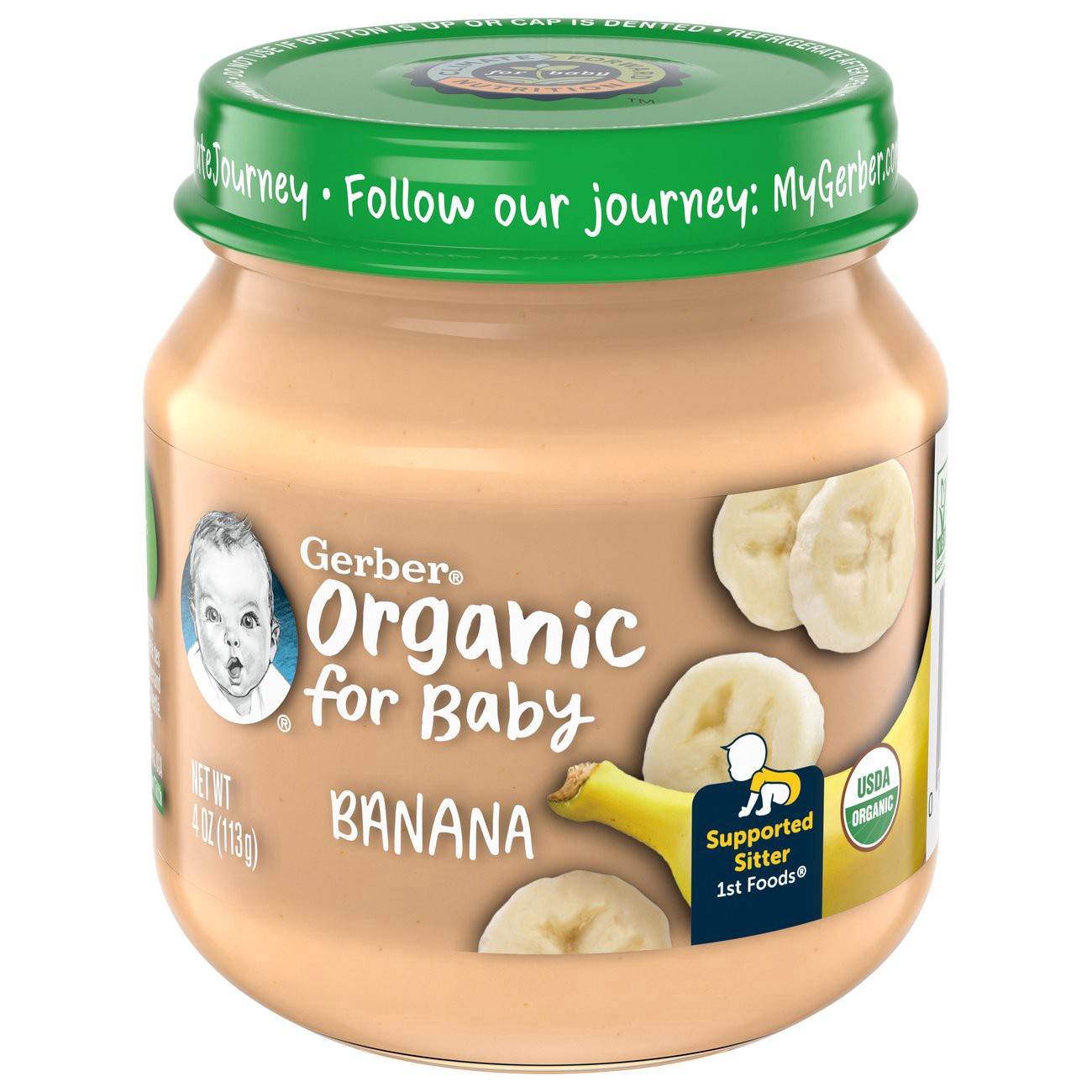 slide 1 of 7, Gerber 1st Foods Organic for Baby Baby Food, Banana, 4 oz Jar, 4 oz