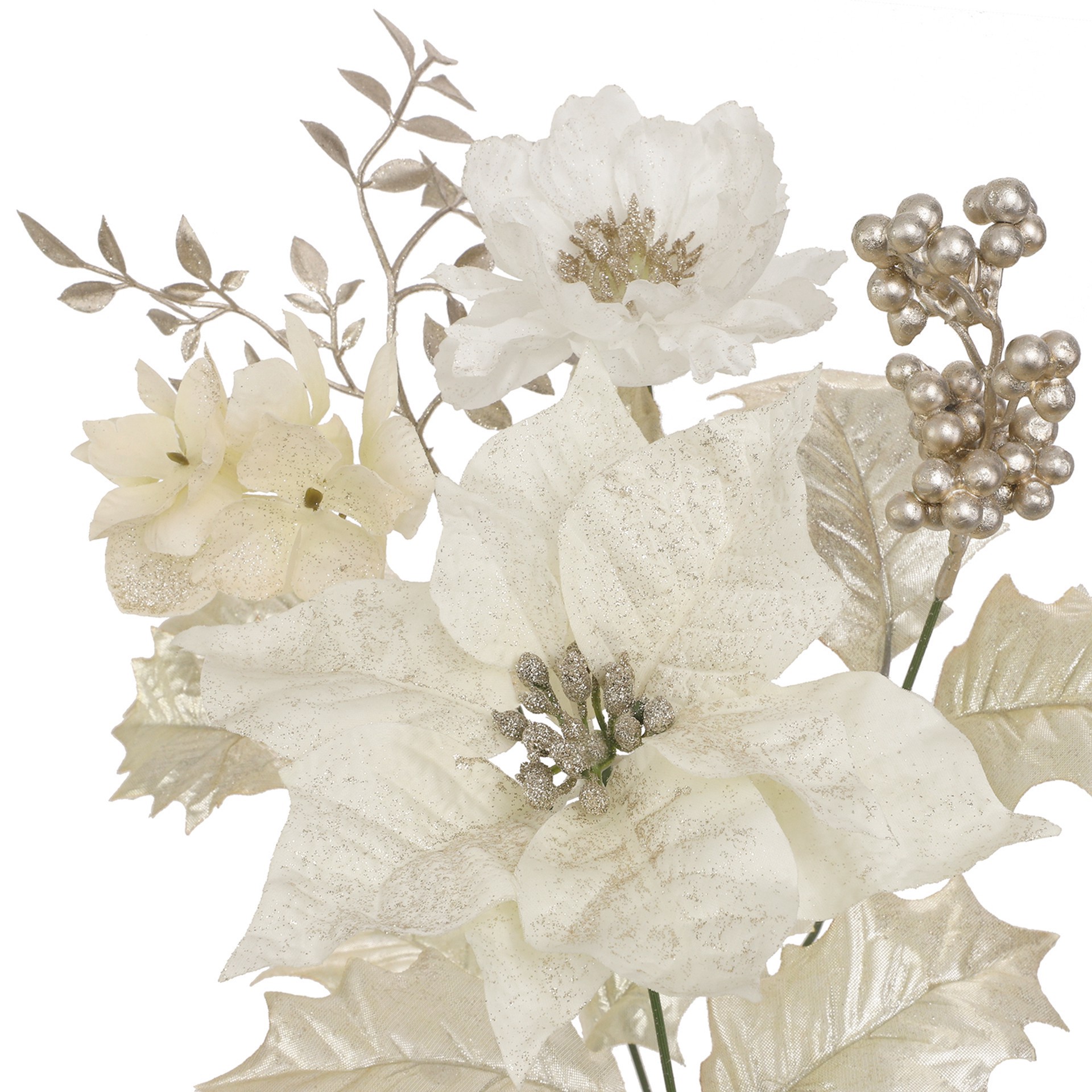 slide 2 of 3, 22" Champagne Poinsettia, Peony & Berry Deluxe Bush By Ashland, 15 in x 15 in x 22 in