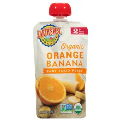 Earth's Best Stage 2 Orange Banana Organic Baby Food Puree 4 oz Pouch