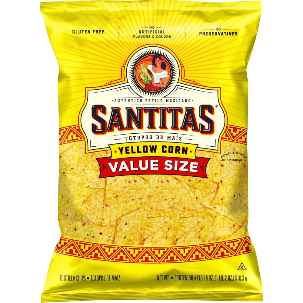 slide 2 of 2, Santitas Tortilla Chips Yellow Corn 18 Oz, 18 oz