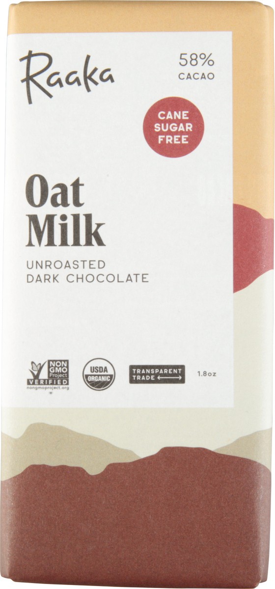 slide 8 of 10, Raaka Chocolate Oat Milk Dark Chocolate Bar, 1.8 oz