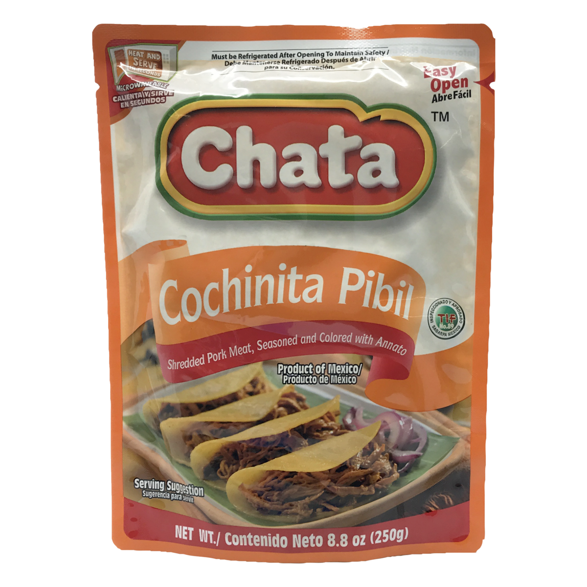 slide 1 of 1, Chata Cochinta Pibil Shredded Pork Meat Pouch, 8.8 oz