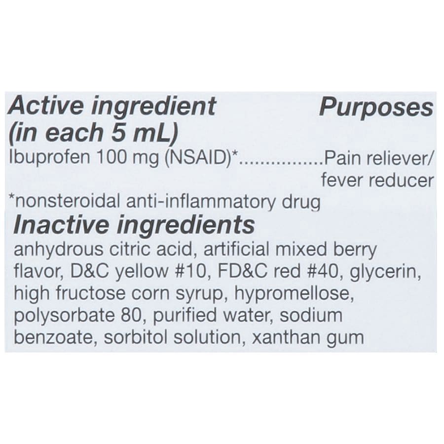slide 5 of 5, Walgreens Children's Ibuprofen Oral Suspension 100 mg per 5 mL Berry, 4 fl oz x 2 ct