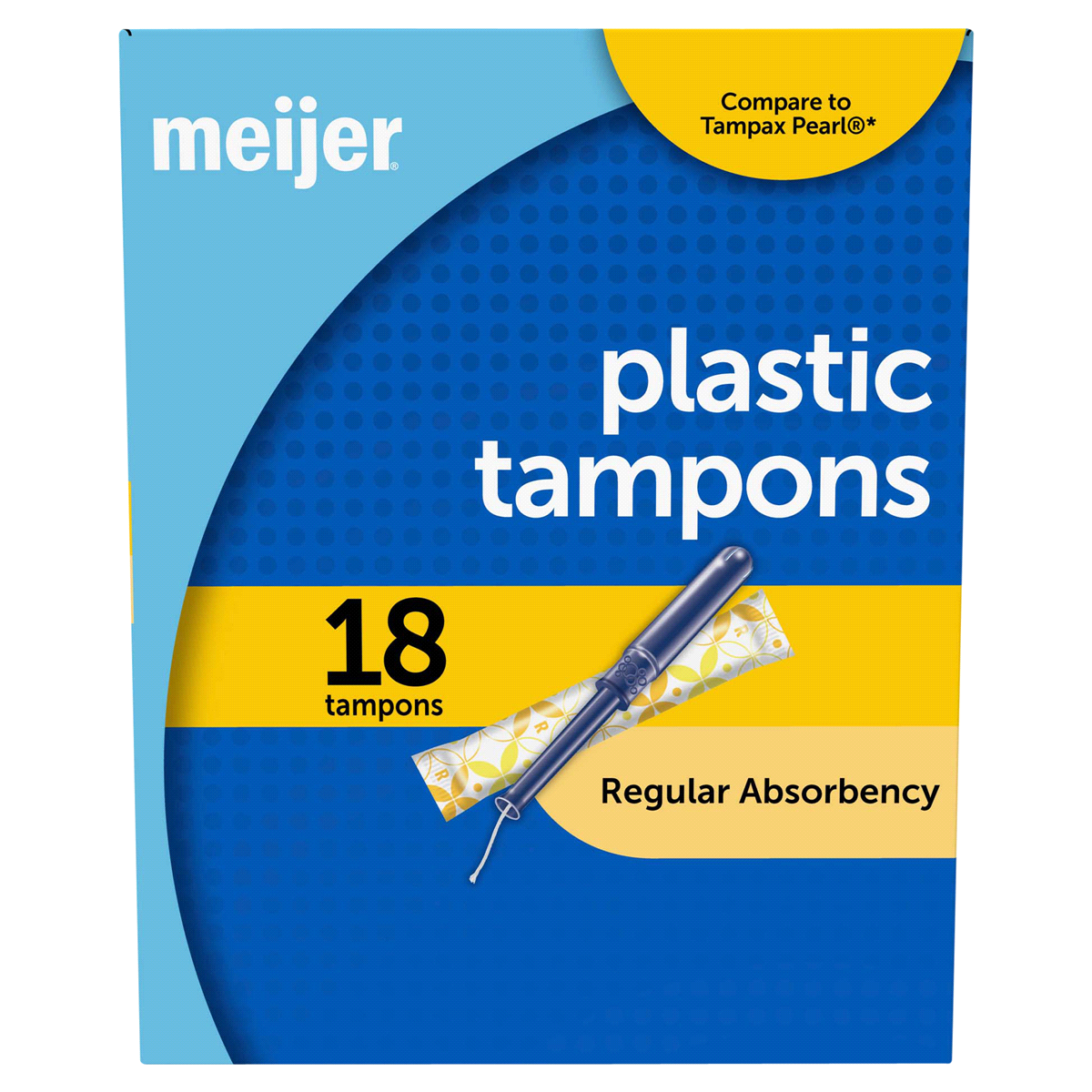 slide 1 of 1, Meijer Plastic Tampon, Regular Absorbency, 18 ct