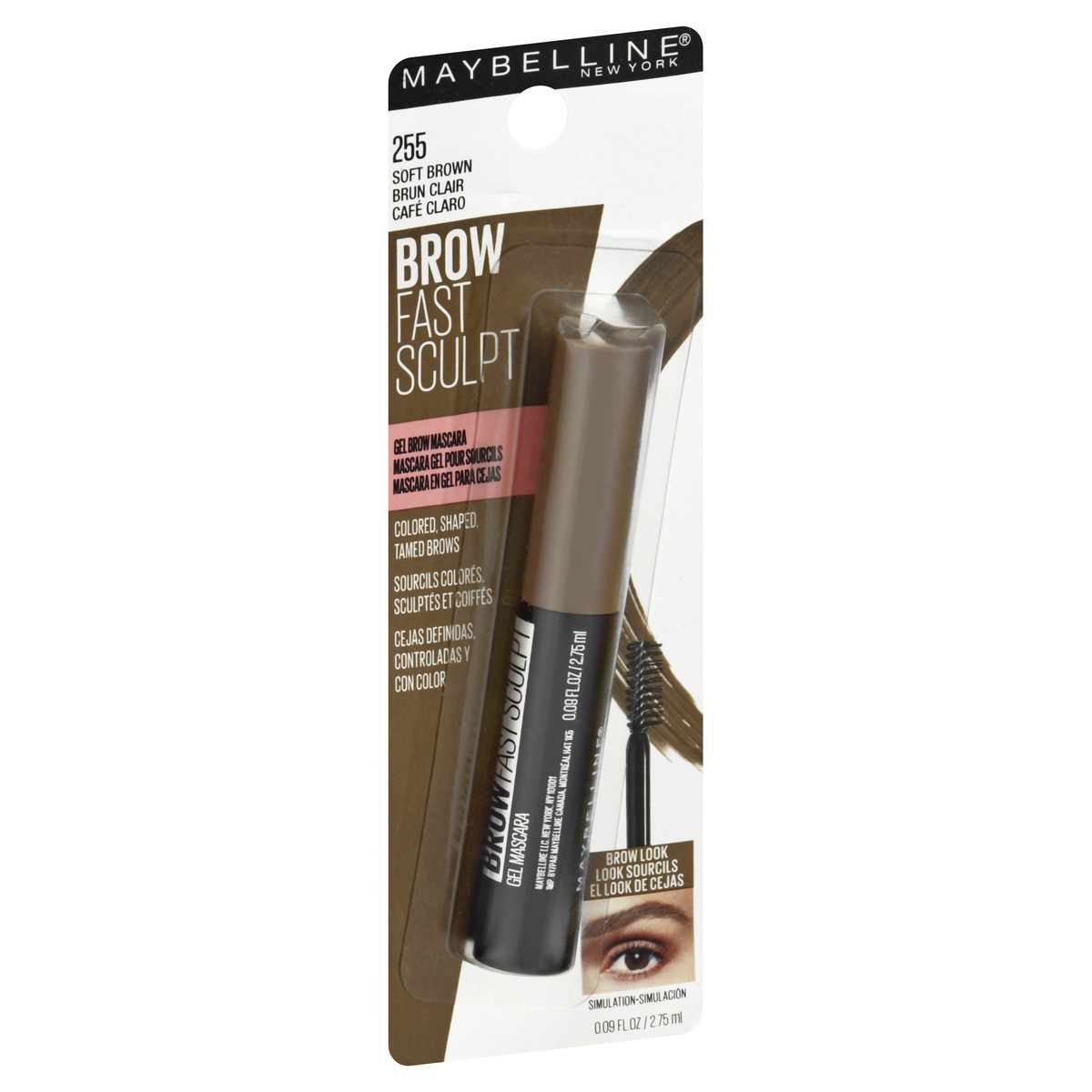 slide 3 of 9, Maybelline Brow Fast Sculpt Soft Brown 255 Gel Brow Mascara 0.09 fl oz, 0.09 fl oz