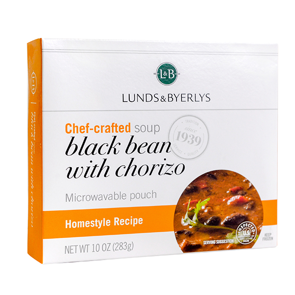 slide 1 of 1, L&B Black Bean Soup With Chorizo, 10 oz