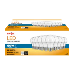 Meijer Led 9w A19 Soft White 60w Replacement Bulb, 10 Ct