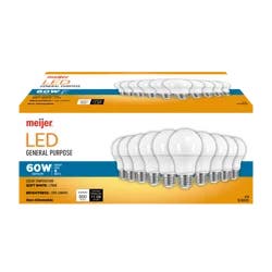 Meijer Led 9w A19 Soft White 60w Replacement Bulb, 10 Ct