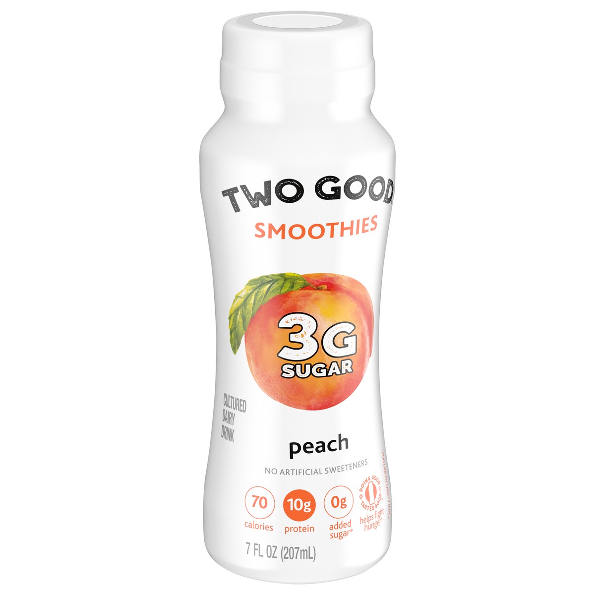 slide 6 of 15, Too Good & Co. Peach Smoothie, Yogurt-Cultured Dairy Drink, Lower Sugar, 7 FL OZ Bottle, 7 fl oz