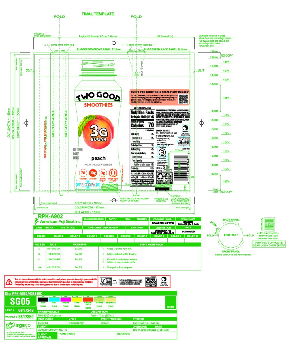 slide 8 of 15, Too Good & Co. Peach Smoothie, Yogurt-Cultured Dairy Drink, Lower Sugar, 7 FL OZ Bottle, 7 fl oz
