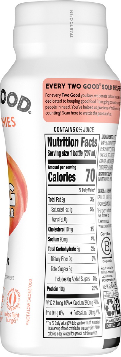 slide 14 of 15, Too Good & Co. Peach Smoothie, Yogurt-Cultured Dairy Drink, Lower Sugar, 7 FL OZ Bottle, 7 fl oz