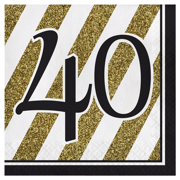 slide 1 of 1, Creative Converting Black & GoldLuncheon Napkins''40'', 16 ct