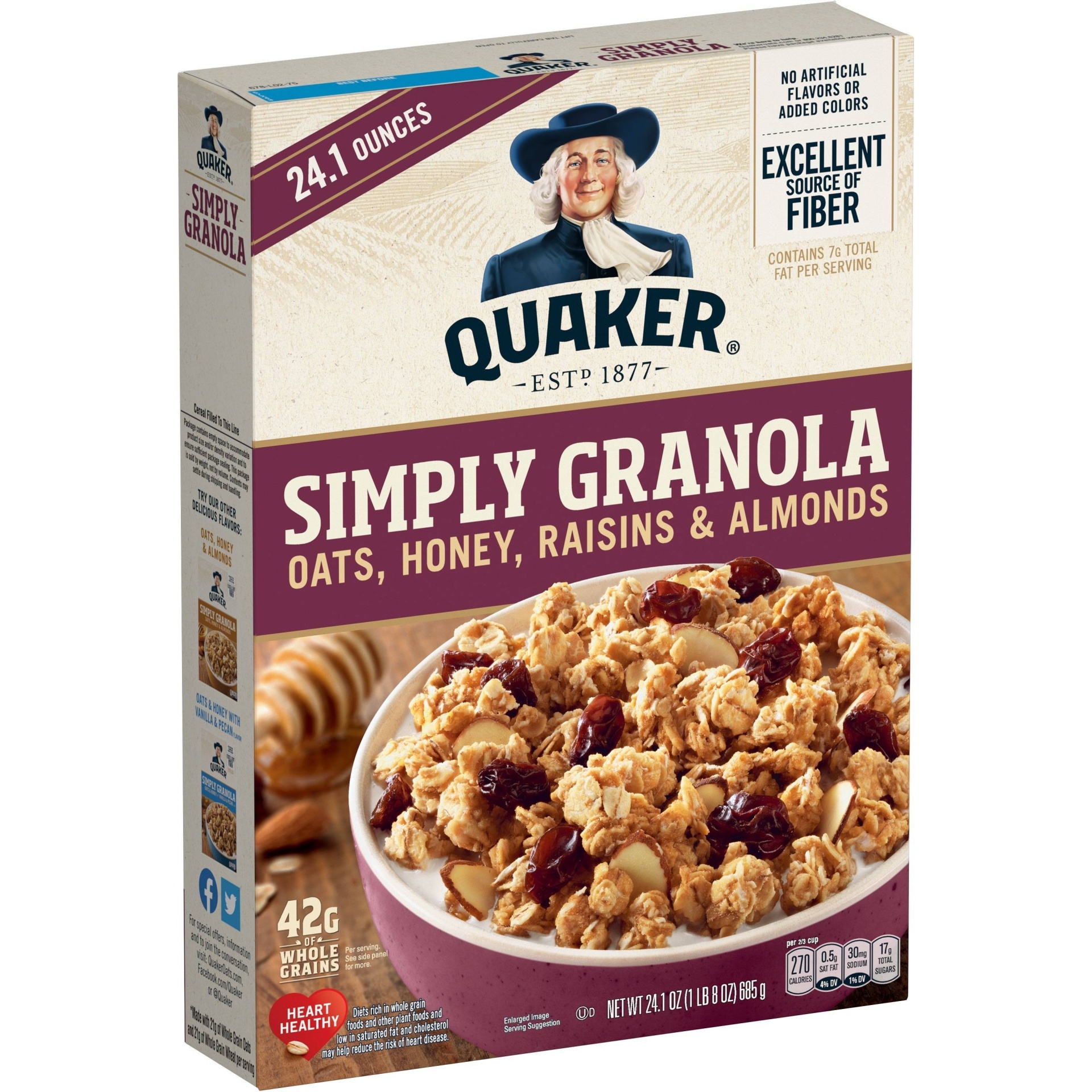slide 1 of 1, Quaker Simply Granola Oats Honey Raisins & Almonds 24.1 Oz, 24.1 oz