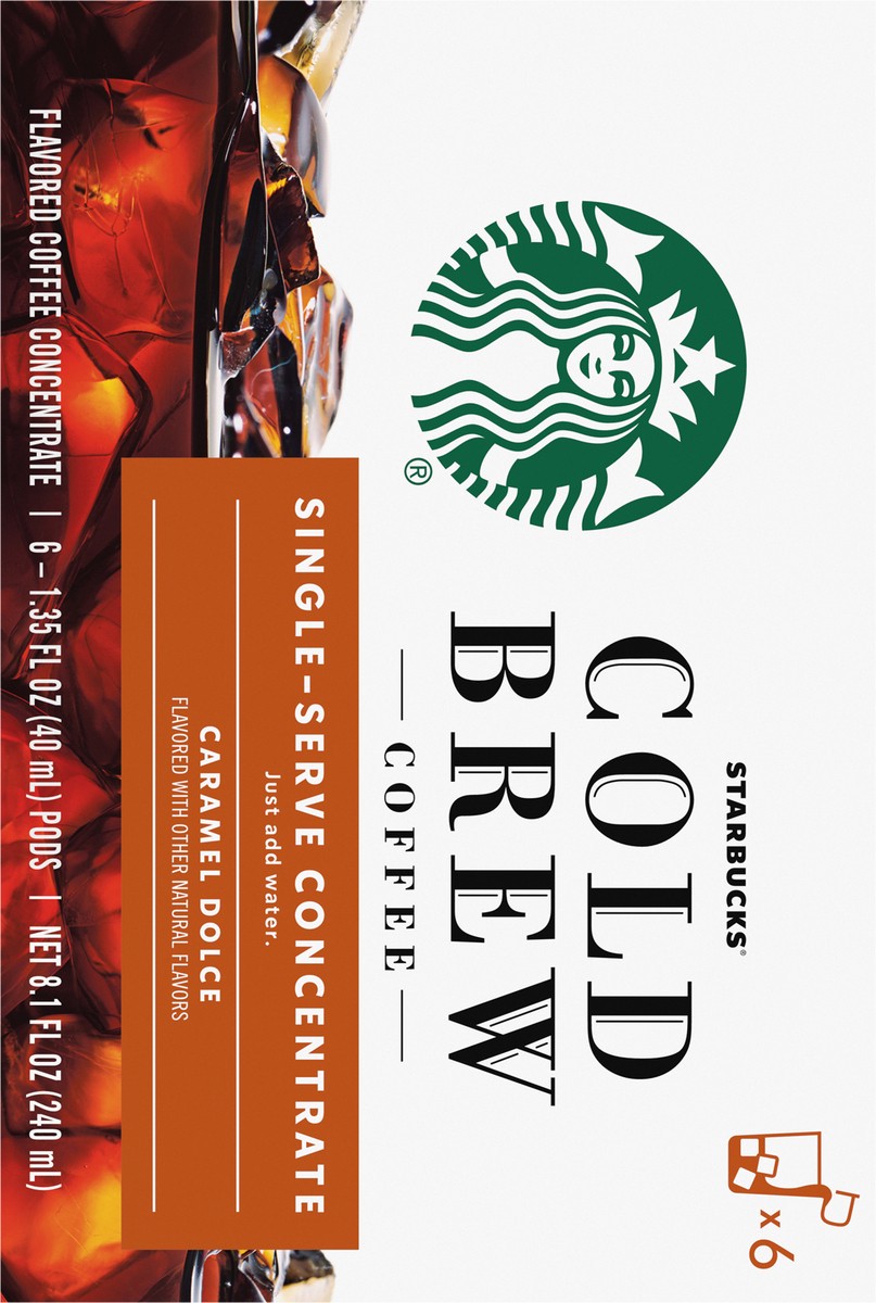 slide 7 of 9, Starbucks Cold Brew Single Serve Caramel Dolce Coffee Concentrate - 6 ct; 1.35 fl oz, 6 ct; 1.35 fl oz