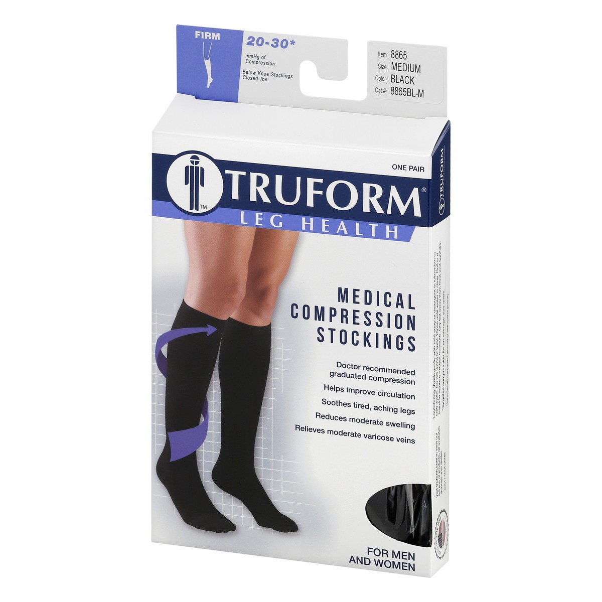 slide 11 of 11, TRUFORM Below Knee Black - Medium, 1 Pair, 1 ct