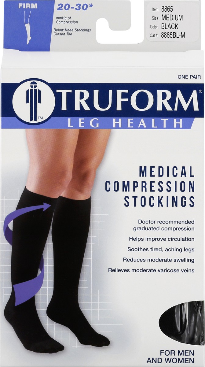 slide 1 of 11, TRUFORM Below Knee Black - Medium, 1 Pair, 1 ct