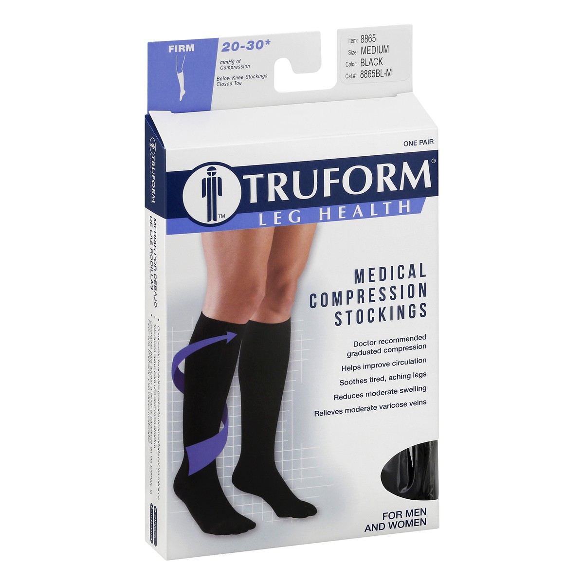 slide 9 of 11, TRUFORM Below Knee Black - Medium, 1 Pair, 1 ct