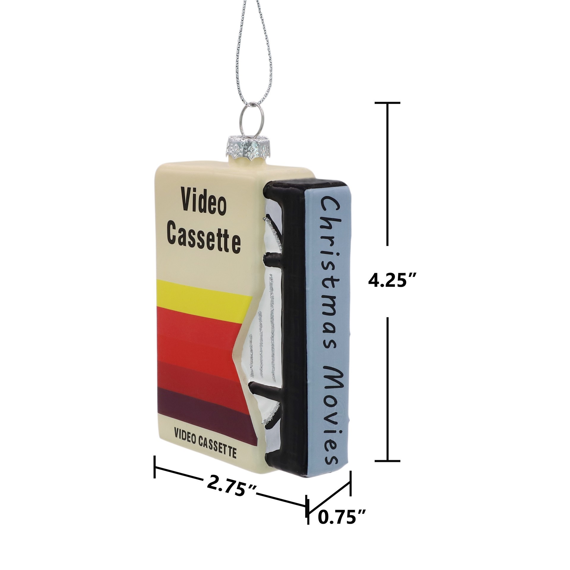 slide 4 of 4, 4.25" Christmas Movies Vhs Tape Glass Ornament By Ashland, 2.75 in x 0.75 in x 4.25 in