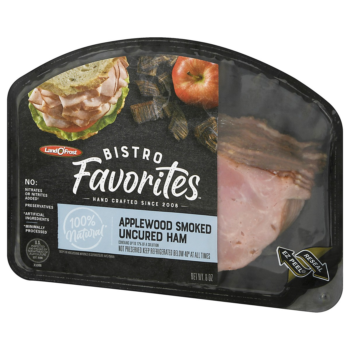slide 3 of 9, Land O' Frost Bistro Favorities Uncured Applewood Smoked Ham 8 oz, 8 oz
