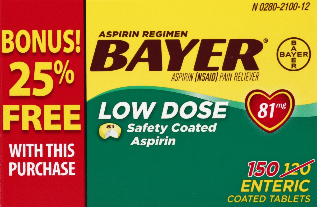 slide 3 of 4, Bayer Aspirin Low Dose 81Mg Tablets 150Ct Bonus, 150 ct