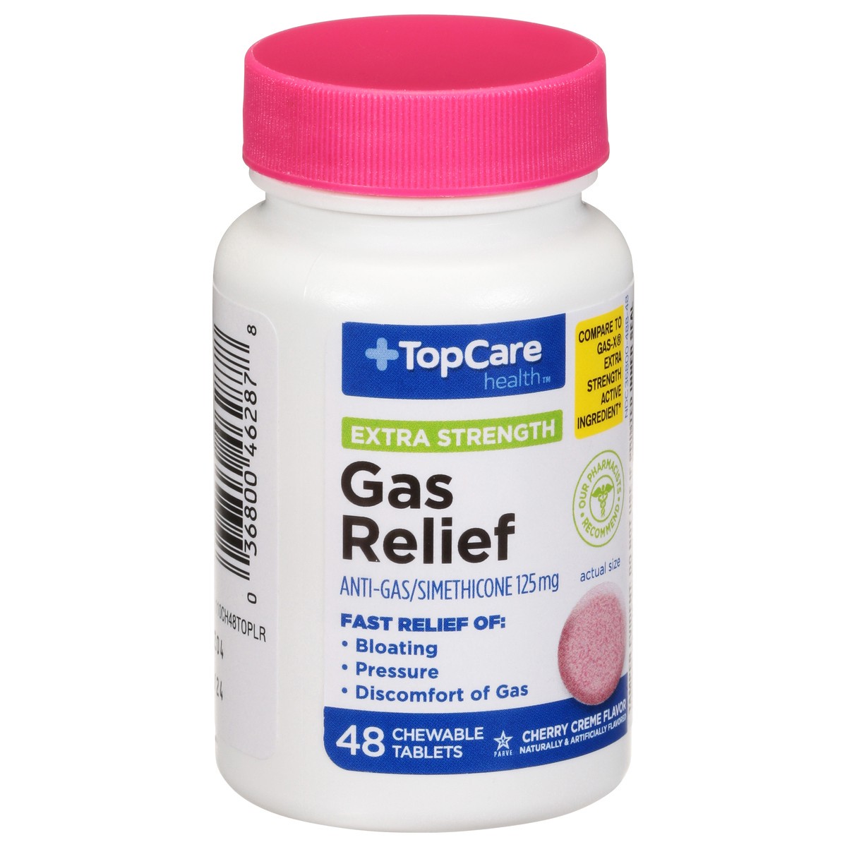 slide 2 of 9, TopCare Health Extra Strength Cherry Creme Flavor Gas Relief 48 Chewable Tablets, 48 ct