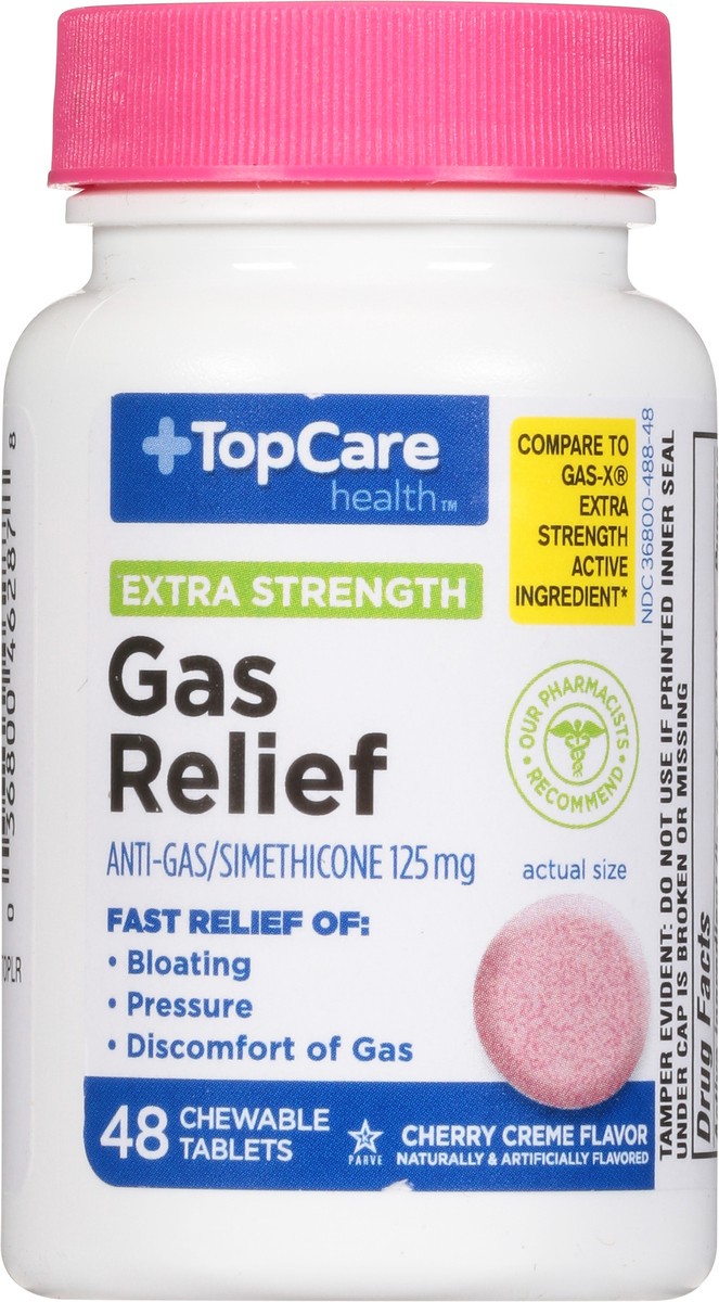 slide 5 of 9, TopCare Health Extra Strength Cherry Creme Flavor Gas Relief 48 Chewable Tablets, 48 ct