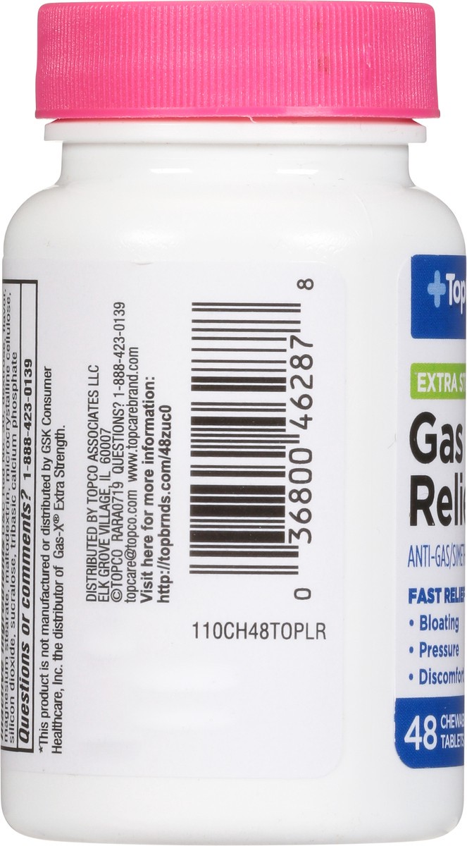 slide 4 of 9, TopCare Health Extra Strength Cherry Creme Flavor Gas Relief 48 Chewable Tablets, 48 ct