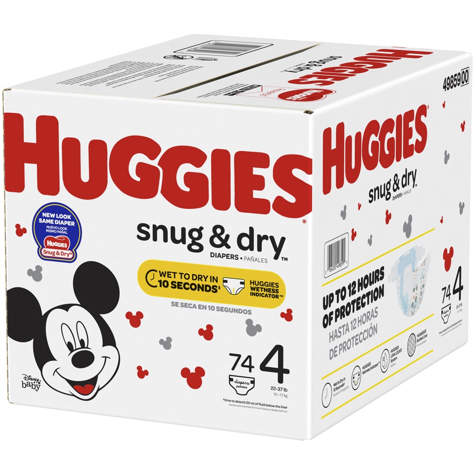 slide 3 of 3, Huggies Snug & Dry Big S4 74, 74 ct