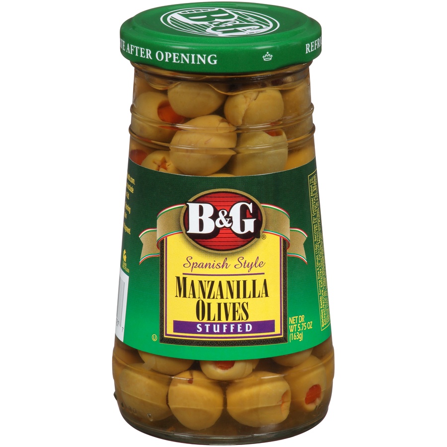 slide 1 of 1, B&G Manzanilla Stuffed Olives, 5.75 oz
