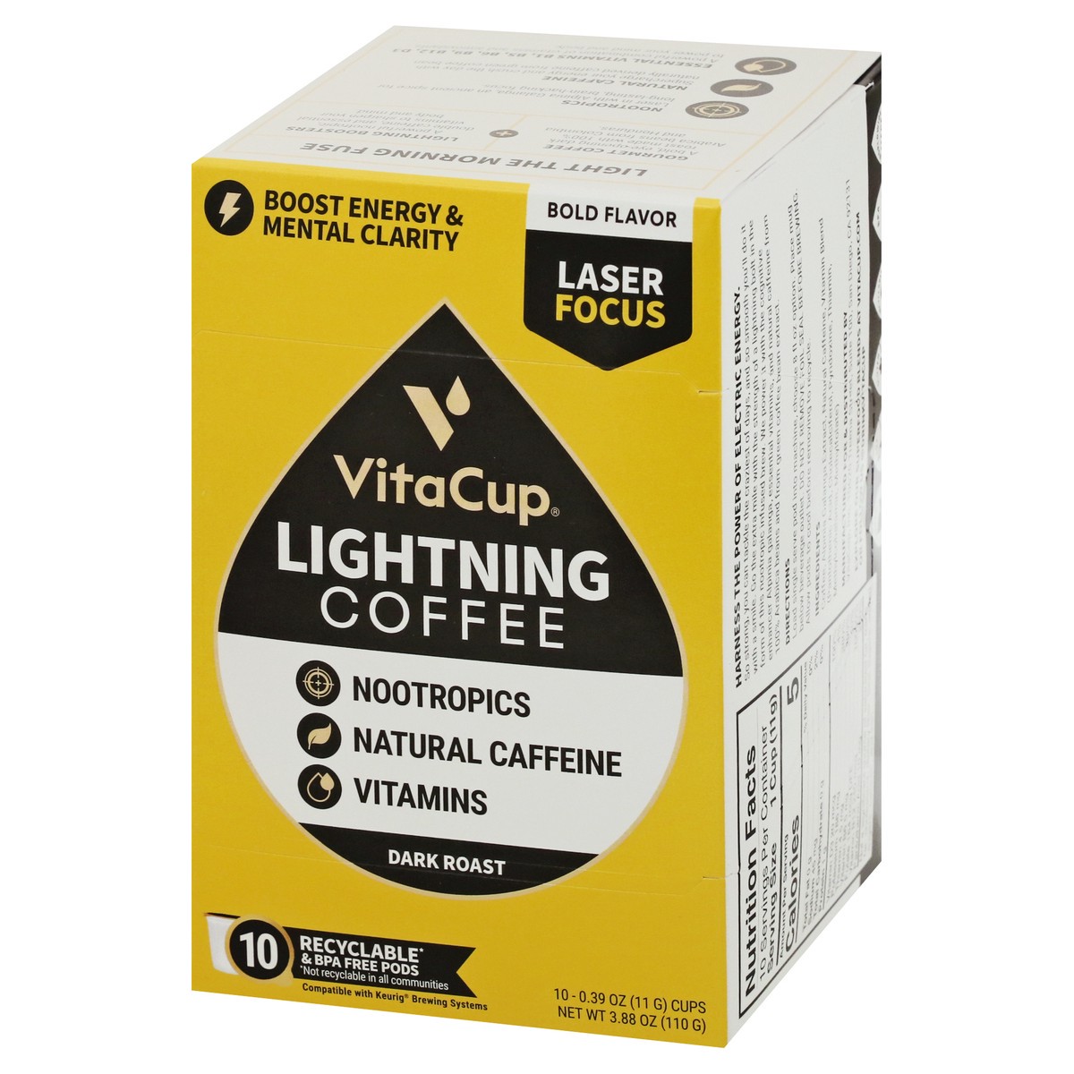 slide 3 of 9, VitaCup Pods Dark Roast Lightning Coffee 10 ea, 10 ct