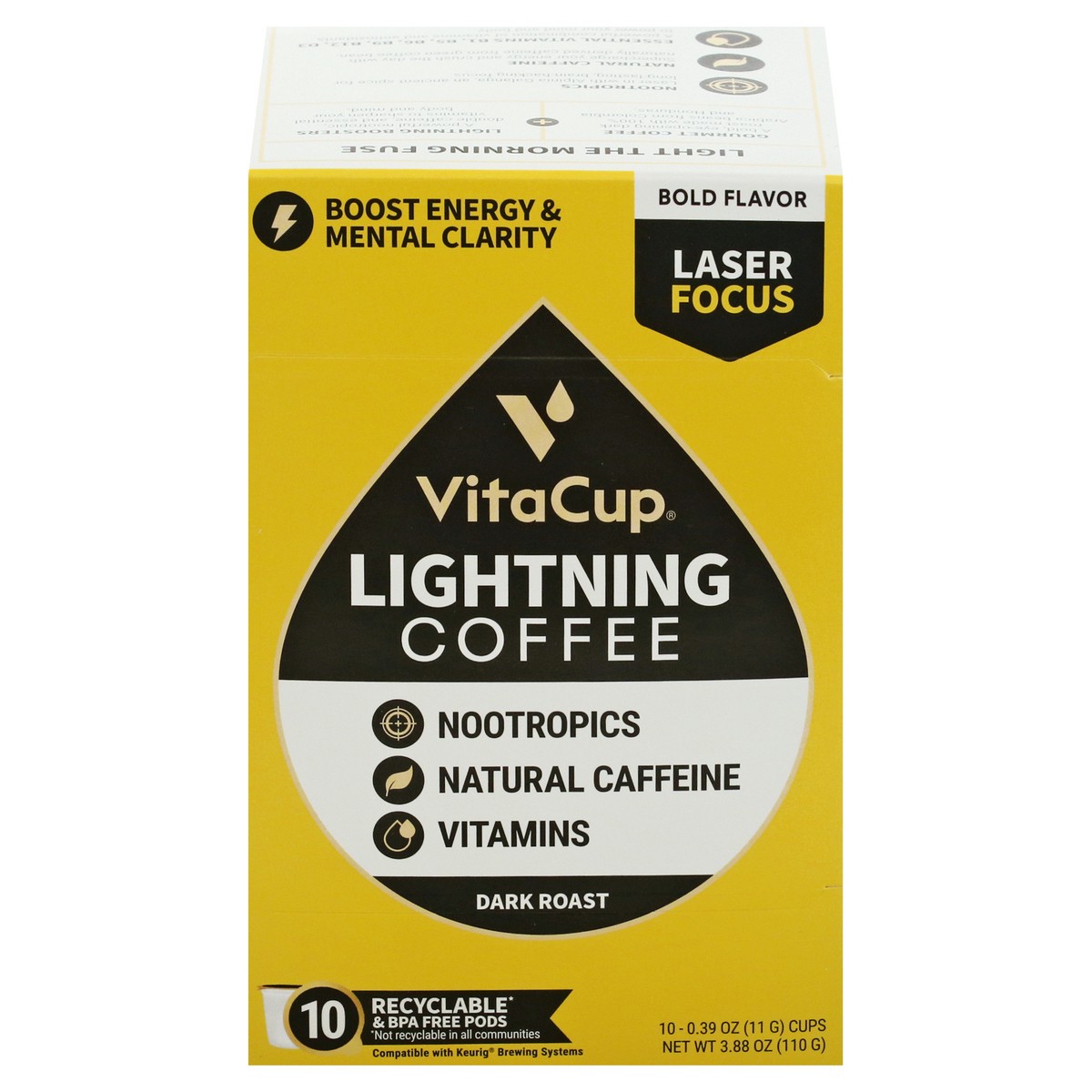 slide 1 of 9, VitaCup Pods Dark Roast Lightning Coffee 10 ea, 10 ct