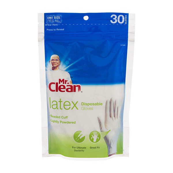 slide 1 of 1, Mr. Clean Latex Disposable Glove, 30 ct