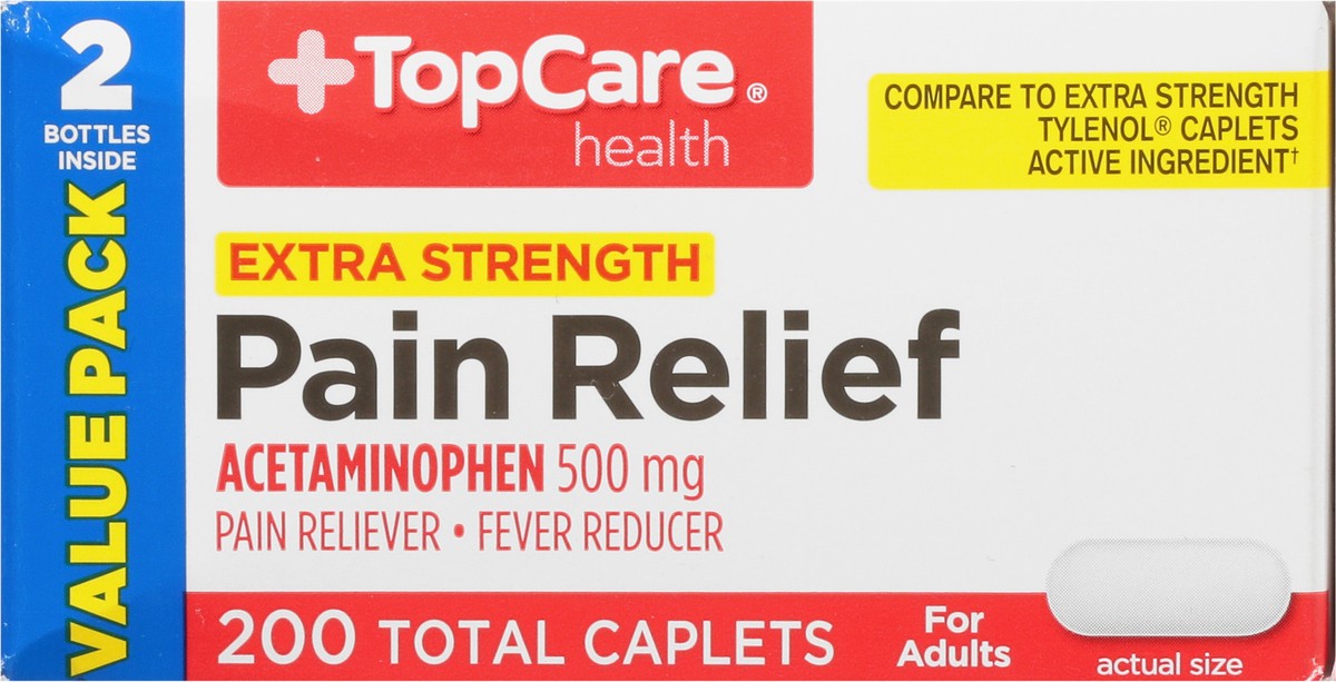 slide 9 of 9, TopCare Pain Relief Acetaminophen Extra Strength, 200 ct