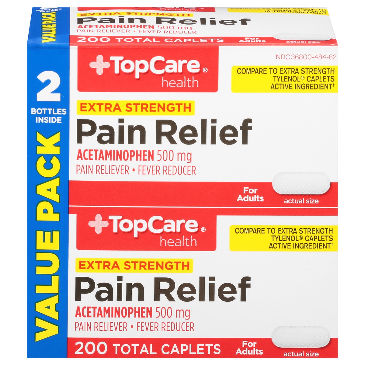 slide 1 of 9, TopCare Pain Relief Acetaminophen Extra Strength, 200 ct