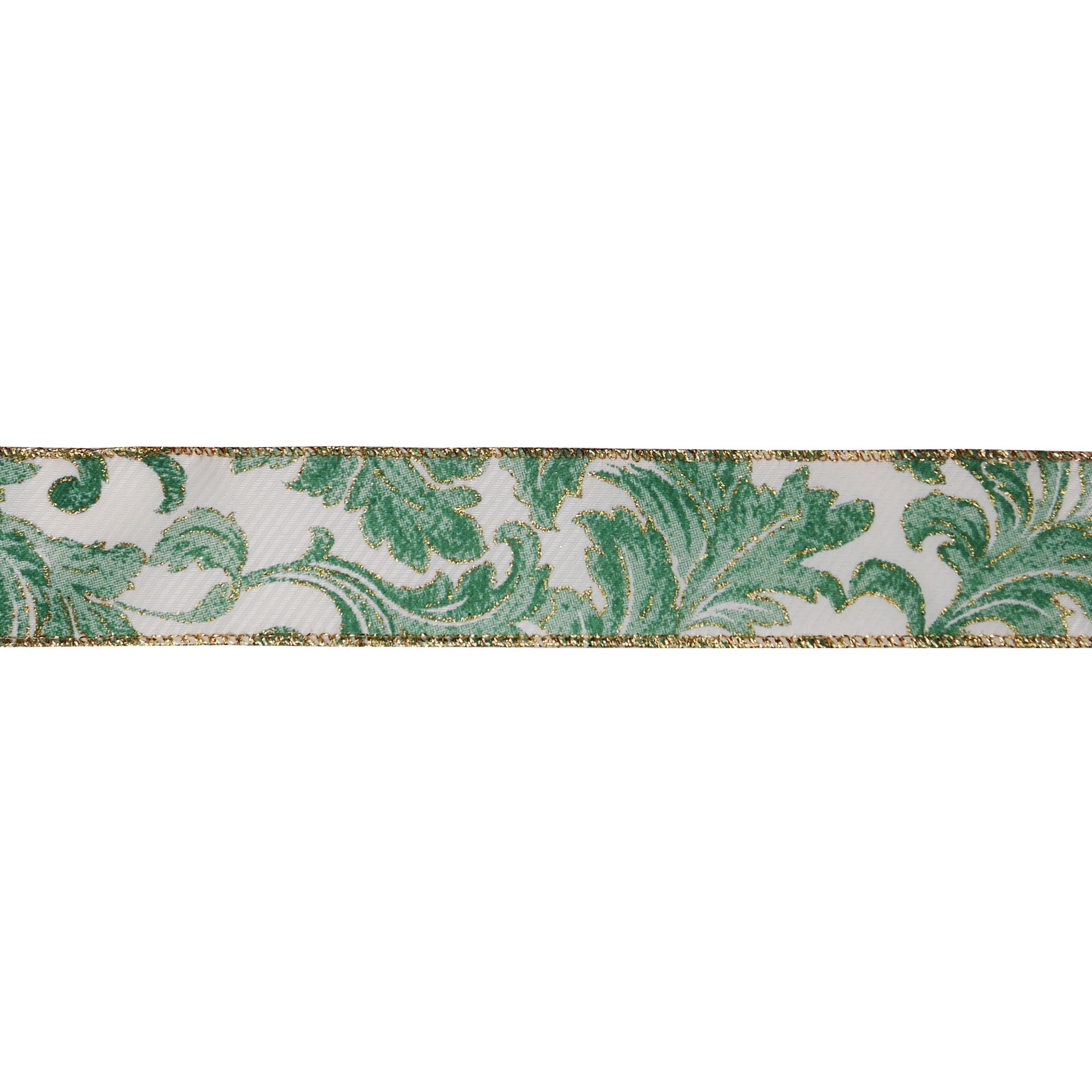 slide 2 of 3, 1.5" X 30ft. Sage Damask Wired Ribbon By Celebrate It, 1.5 in x 30 ft