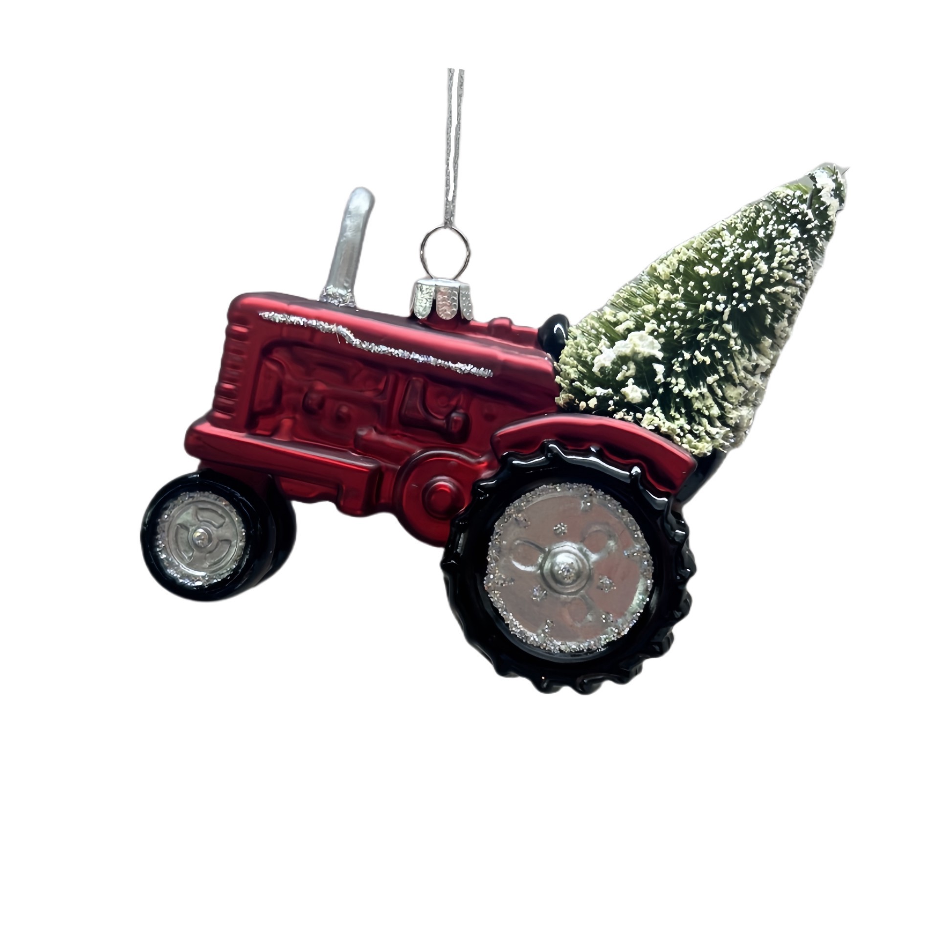 slide 2 of 2, 4.75" Tractor With Tree Glass Ornament By Ashland, 75 in x 2 in x 4 in
