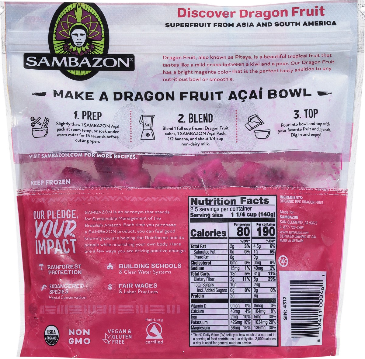 slide 2 of 9, Sambazon Pitaya Dragon Fruit Cubes, 12 oz