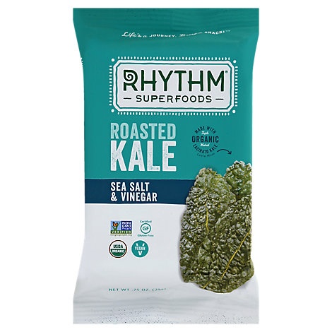 slide 1 of 1, Rhythm Superfoods Organic Kale Roasted Sea Salt Vinegar, 0.75 oz