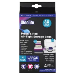 Woolite Air-Tight Storage Bags, Press & Roll, Large, 4 Pack - 4 bags