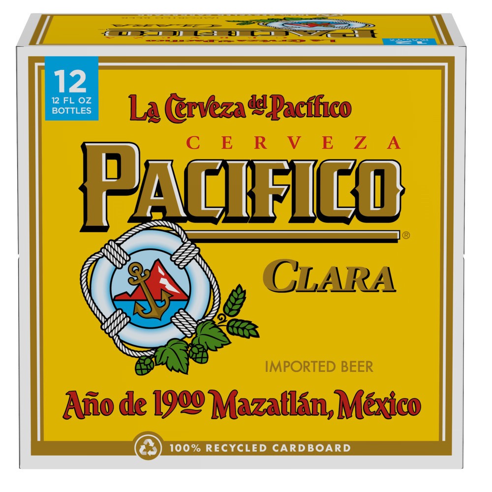 slide 1 of 79, Pacifico Clara Mexican Lager Import Beer, 12 pk 12 fl oz Bottles, 4.4% ABV, 144 fl oz