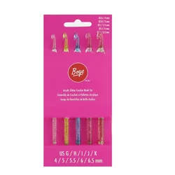Boye Crochet Hook Set Plastic Glitter Size G-K, 5 per pack