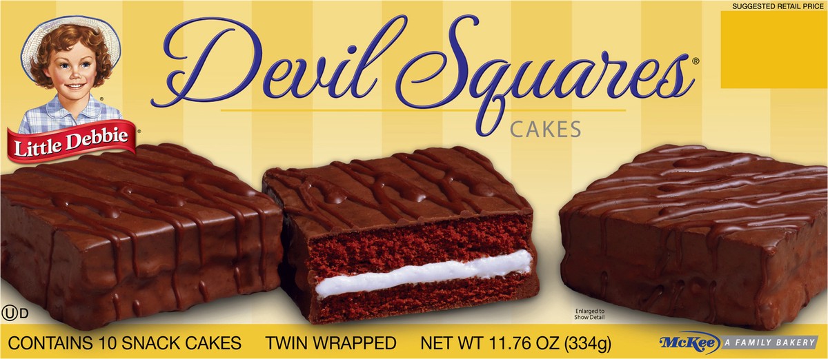 slide 9 of 9, Little Debbie Snack Cakes, Little Debbie Family Pack DEVIL SQUARES  cakes, 10 ct