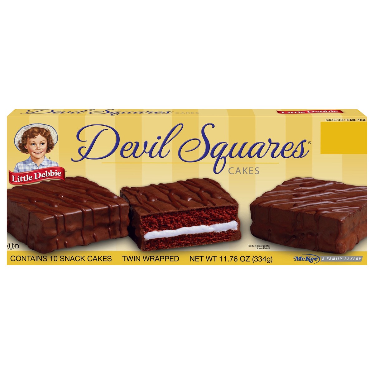 slide 1 of 9, Little Debbie Snack Cakes, Little Debbie Family Pack DEVIL SQUARES  cakes, 10 ct