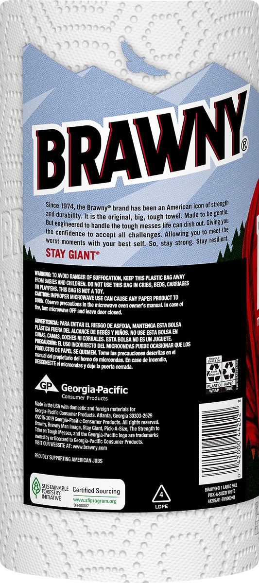 slide 5 of 5, Brawny Large Roll Pick-A-Size 2-Ply Paper Towels 1 ea, 1 ct