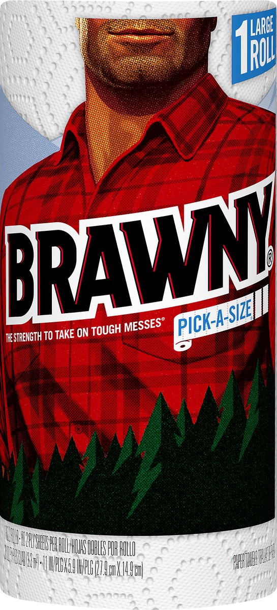 slide 2 of 5, Brawny Large Roll Pick-A-Size 2-Ply Paper Towels 1 ea, 1 ct